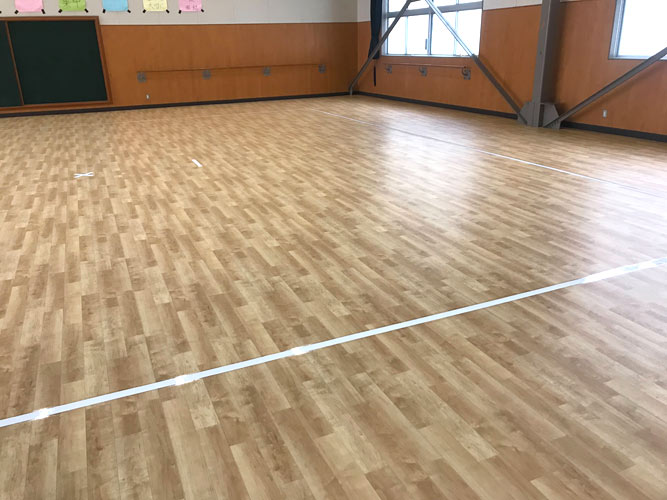 剣道場ビニル床シートのライン引き施工例追加
